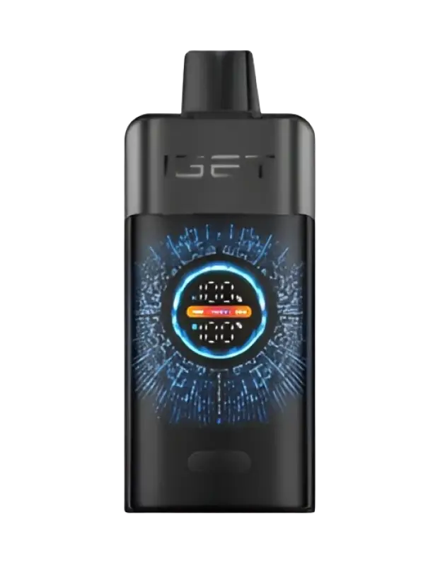 Black forest iget one vape pen black with glowing blue and orange circular display for iget vapes and iget pro users