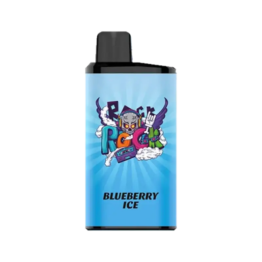 Iget bar pro blueberry ice vape cartridge with vibrant skull headphones and wings design on light blue background