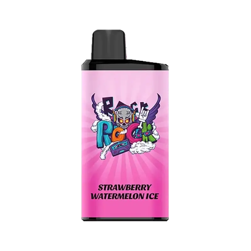 Iget bar pro pink rectangular vape pen with black cap featuring colorful graphics and strawberry watermelon ice flavor text
