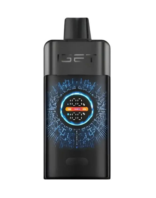 Black forest iget one vape pen black with glowing blue and orange circular display for iget vapes and iget pro users